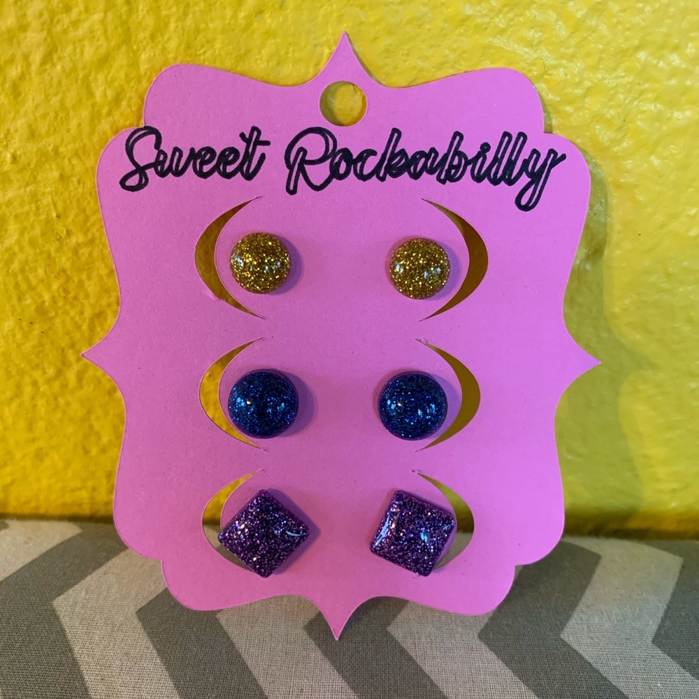 3 Pairs of Glitter Earrings